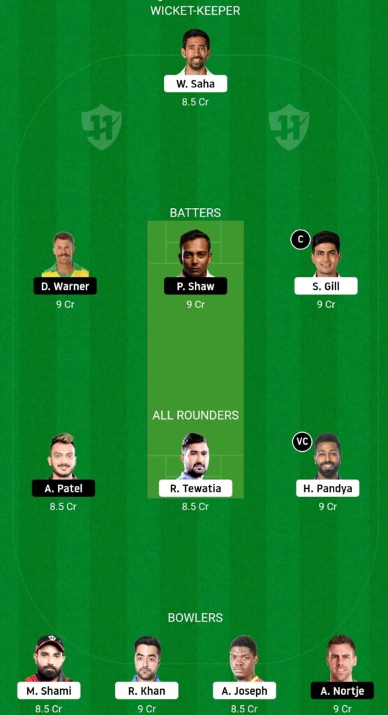 DC VS GT FANTASY TEAM MATCH PREDICTION FOR 7 MATCH 2023