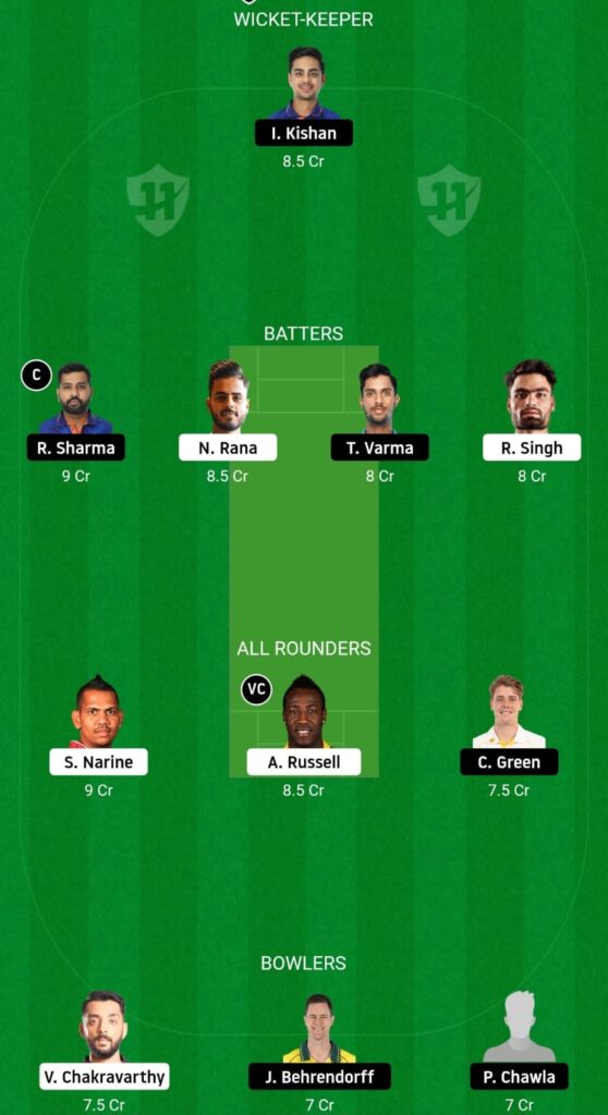 MI VS KKR DREAM 11 FANTASY TEAM PREDICTION 22TH MATCH IPL 2023