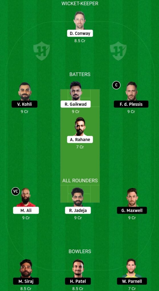 RCB VS CSK DREAM 11 FANTASY TEAM PREDICTION