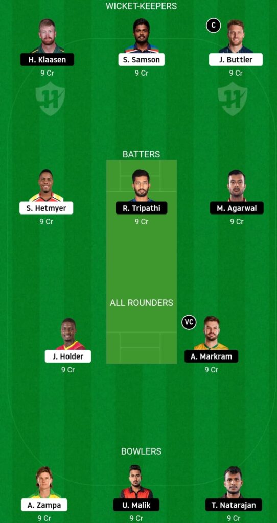 SRH VS RR 4TH IPL MATCH PREDICTION 2023 FANTASY TEAM