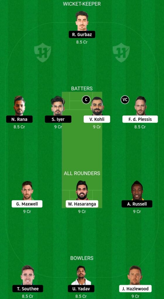 RCB VS KKR FANTASY CRICKET TEAM PREDICTION IPL 2023