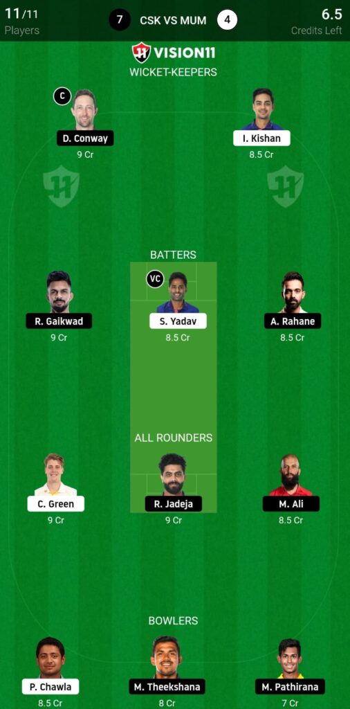 CSK VS MI DREAM 11 FANTASY TEAM PREDICTION IPL 2023 MATCH 49