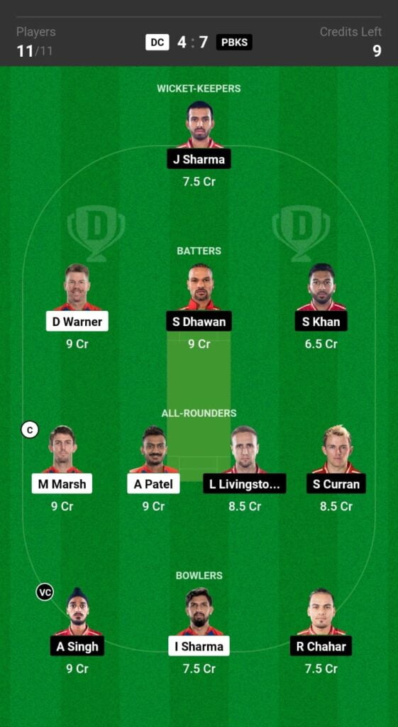 DC VS PBKS DREAM 11 FANTASY TEAM PREDICTION IPL 2023 MATCH 59