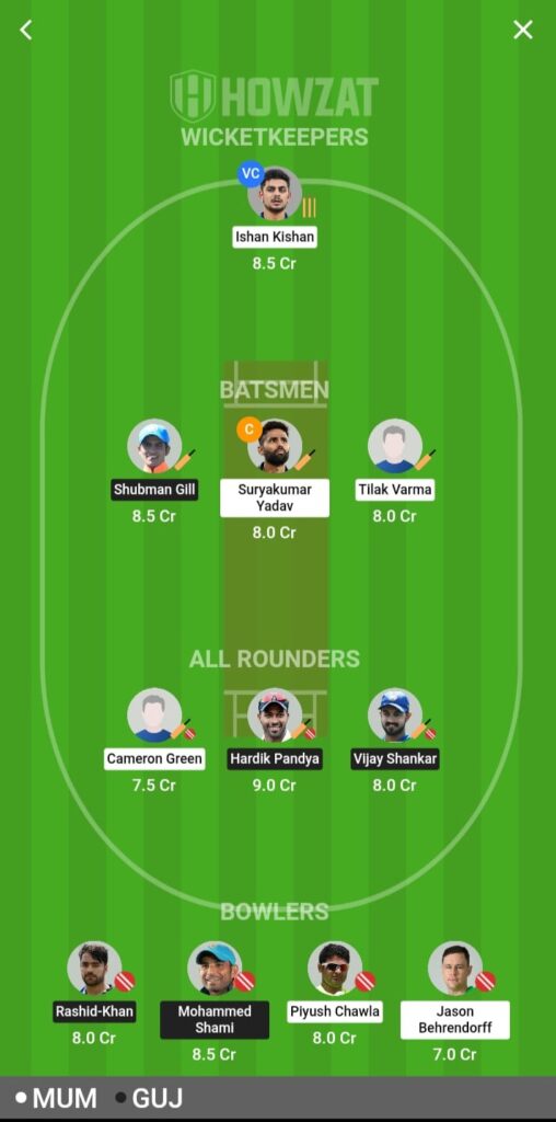 MI VS GT DREAM 11 FANTASY TEAM PREDICTION IPL 2023 MATCH 57